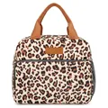 Sac à déjeuner portable avec motif léopard élégant et poignée de transport brune - Léopard Kaki
