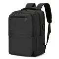 Mochila de negocios negra expansible con puerto USB y correas ergonómicas - Negro