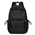 Mochila negra minimalista de gran capacidad para portátil en nailon impermeable para mujer - Negro