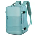 Mochila para portátil azul claro de gran capacidad con hebillas laterales - Verde claro