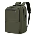 Mochila expandible para portátil en color verde oliva con puerto de carga USB - Verde