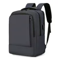 Waterproof navy blue business laptop backpack with USB charging port shown at 45-degree angle - Blue