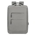 Mochila para portátil en tela Oxford gris con cremalleras dobles para oficina y negocios - Gris