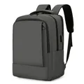 Waterproof dark grey business backpack with USB port and ergonomic straps - Gray