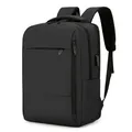 Zaino porta PC aziendale nero in tessuto impermeabile con porta di ricarica USB - Nero