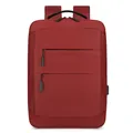 Mochila para portátil oxford granate impermeable con puerto USB y doble cremallera - Rojo