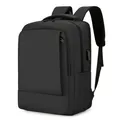 Waterproof black business laptop backpack with external USB charging port and multi-compartments - Black