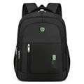 Large capacity black travel backpack with sport fashion logo and breathable straps - Black