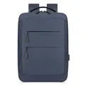 Mochila de negocios impermeable de tela oxford azul oscuro con puerto de carga USB - Azul