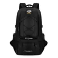 Black 75L outdoor hiking backpack in durable nylon with bungee cord system - Black
