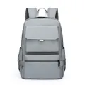 Gray travel business backpack with high-density waterproof nylon and front pockets - Light Gray