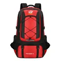75L outdoor hiking backpack in classic red and black water-resistant nylon fabric - Red