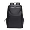 Mochila para portátil de negocios negra mate impermeable con doble cremallera y bolsillo frontal - Negro