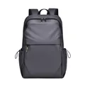 Mochila de negocios minimalista gris oscuro con tela impermeable y detalles en color amarillo - Gris