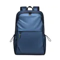 Mochila casual de negocios en azul marino de tela impermeable con detalles en amarillo - Azul