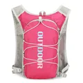 Rose red nylon sports hydration vest with breathable mesh and reflective outdoor print - Rose Red