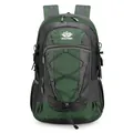Mochila de senderismo en verde oscuro y gris con logo VANAHEIMR y cordón elástico frontal - Verde