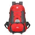 Red 60L large capacity outdoor hiking backpack with ergonomic shoulder straps - Red