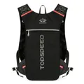 Outdoor lightweight running vest hydration backpack in black with red accents and breathable mesh - One Size / Black