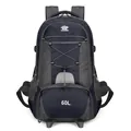 60L outdoor hiking backpack in navy blue and grey with front elastic cords - Dark Blue