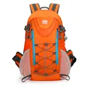 Zaino da trekking arancione vivace con dettagli blu e spallacci ergonomici - Arancione