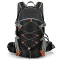 Mochila ligera de senderismo negra y naranja con correas de malla y cordón elástico - Negro