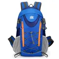 Sac à dos de sport bleu pour l'extérieur avec fermetures orange et poches filet - Bleu