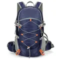 Mochila de senderismo ligera azul oscuro con correas grises y tejido de nailon - Azul