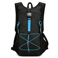 Black lightweight hiking backpack with blue elastic cords and breathable mesh straps - 20-35L / Black Blue