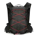 Waterproof large capacity trail running vest with red elastic bungee cords for hiking - Black