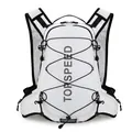 White high-capacity breathable trail running backpack with Topspeed logo and mesh straps - White