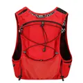Bright red lightweight trail running vest with breathable mesh and multiple storage pockets - Red