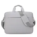 Minimalist light gray fabric laptop bag with top handles and adjustable shoulder strap - Light Gray