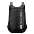 Foldable black waterproof outdoor backpack with lightweight nylon fabric and logo - Black