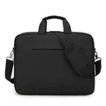 Minimalist black laptop briefcase with adjustable shoulder strap and durable handles - Black