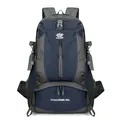 Waterproof 50L outdoor hiking backpack in blue and grey with multiple compartments - Dark Blue
