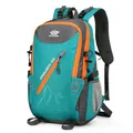 Lake blue 40L outdoor hiking backpack with grey panels and orange zipper accents - Lake Blue