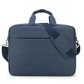 Dark blue laptop briefcase in high-density Oxford fabric with handles and shoulder strap - Blue