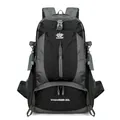 50L large capacity outdoor hiking backpack in black and charcoal grey nylon - Black