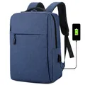Dark blue business laptop backpack with external USB charging port and waterproof fabric - USB Charging / Blue
