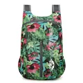 Foldable waterproof backpack with tropical green leaves and red flower print pattern - Green Leaf Pattern