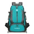 Outdoor 50L hiking backpack in cyan and gray colorway with ripstop fabric design - Lake Blue