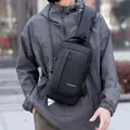 Waterproof black men's chest bag with anti-theft combination lock and USB charging port - Solid Black Style 06
