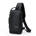 Bolso de hombro antirrobo para hombre con puerto USB y candado de combinación estanco - Negro