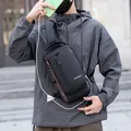 Waterproof men's sling bag with anti-theft lock and USB port for urban outdoor sports - Black Gold