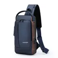 Bandolera antirrobo azul marino con cierre TSA y puerto USB para hombre en estilo de negocios - Azul