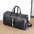 Grande borsa da viaggio a scacchi grigi con tracolla per affari e palestra attiva - 5612 Nero con Strisce (Scacchiera)