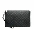 Men's business clutch bag in dark grey with geometric pattern and wrist strap - Gray Geometric Circle