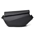 Minimalist waterproof black functional crossbody bag with techwear aesthetic and folded flap - Black Upgraded Magnetic Buckle