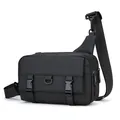 Men's tactical crossbody bag in durable black nylon with multi-pocket utility design - Black